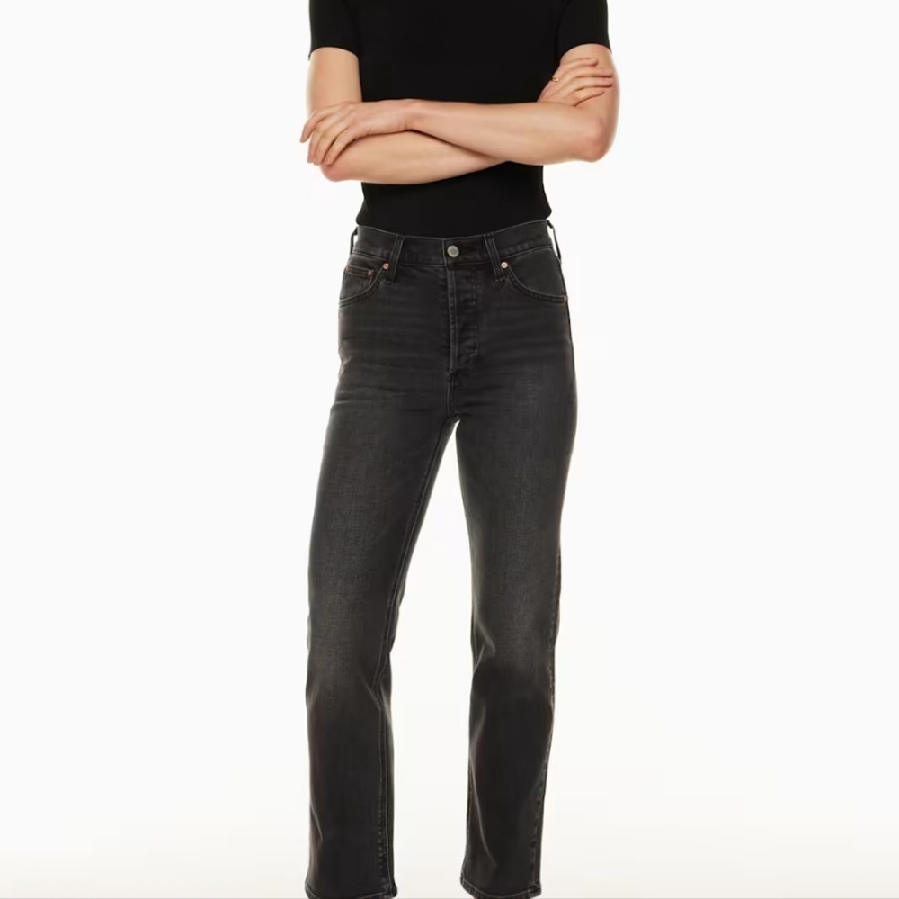 DESIGN FORUM ARLO HIGH Rise Straight Black Jeans Size 29